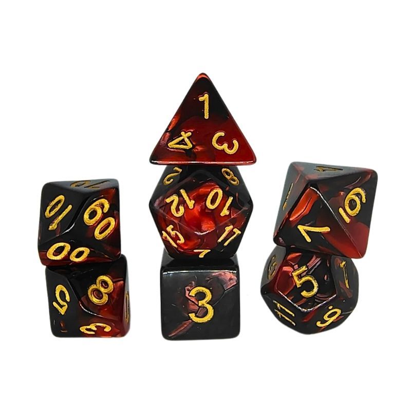Set de Dados de Rol - Double Color: Black - Dark Red