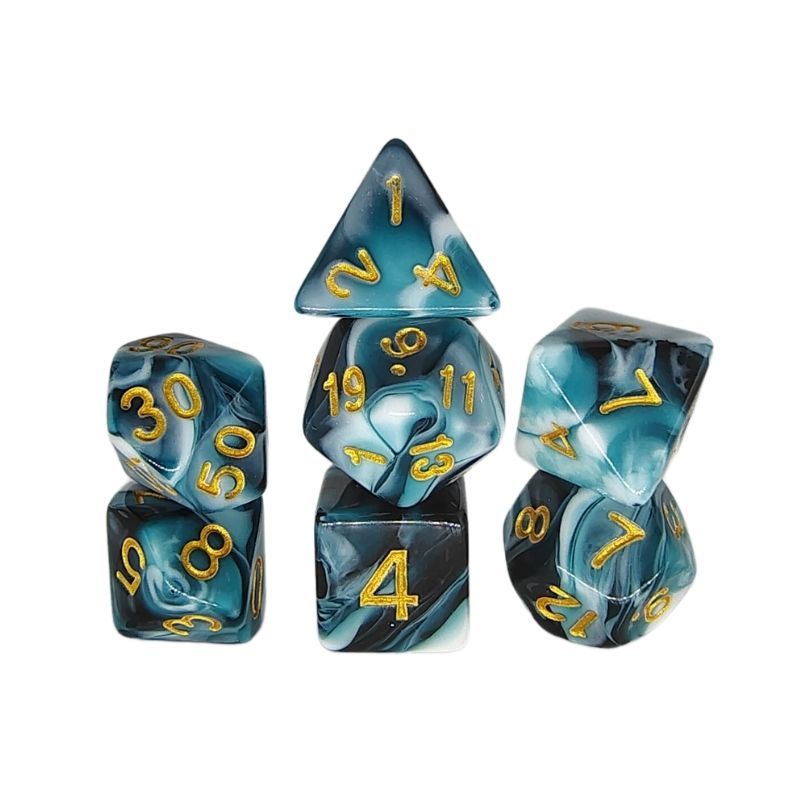 Set de Dados de Rol - Double Color: Dark Blue - White