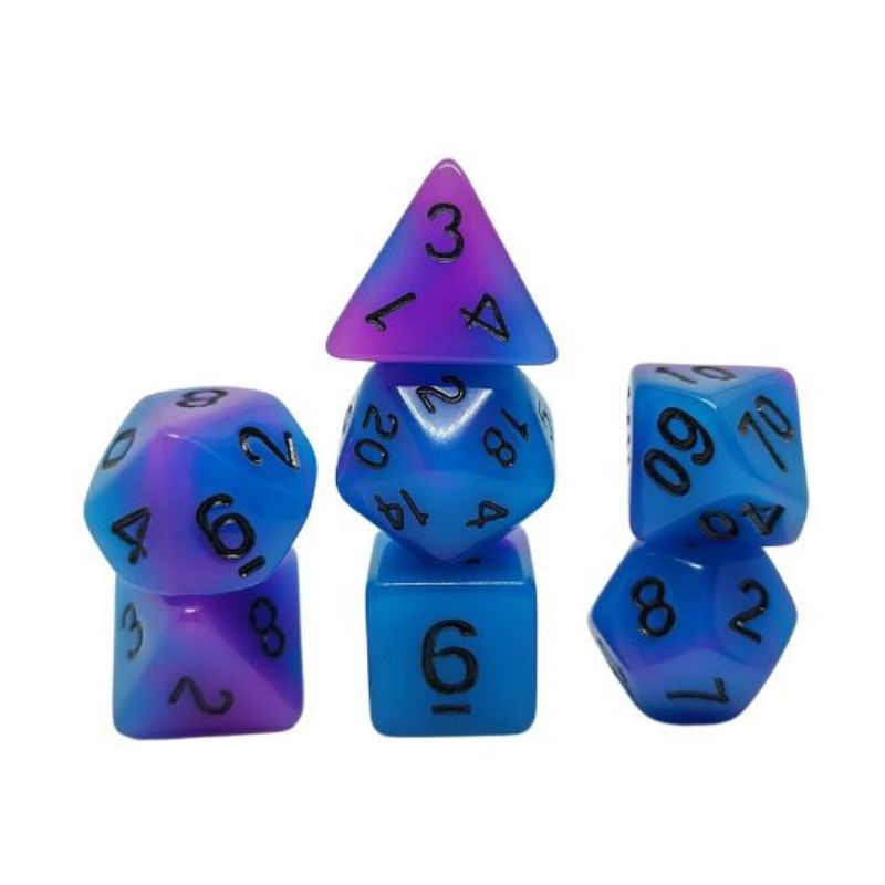 Set de Dados de Rol - Glow in The Dark: Blue - Purple