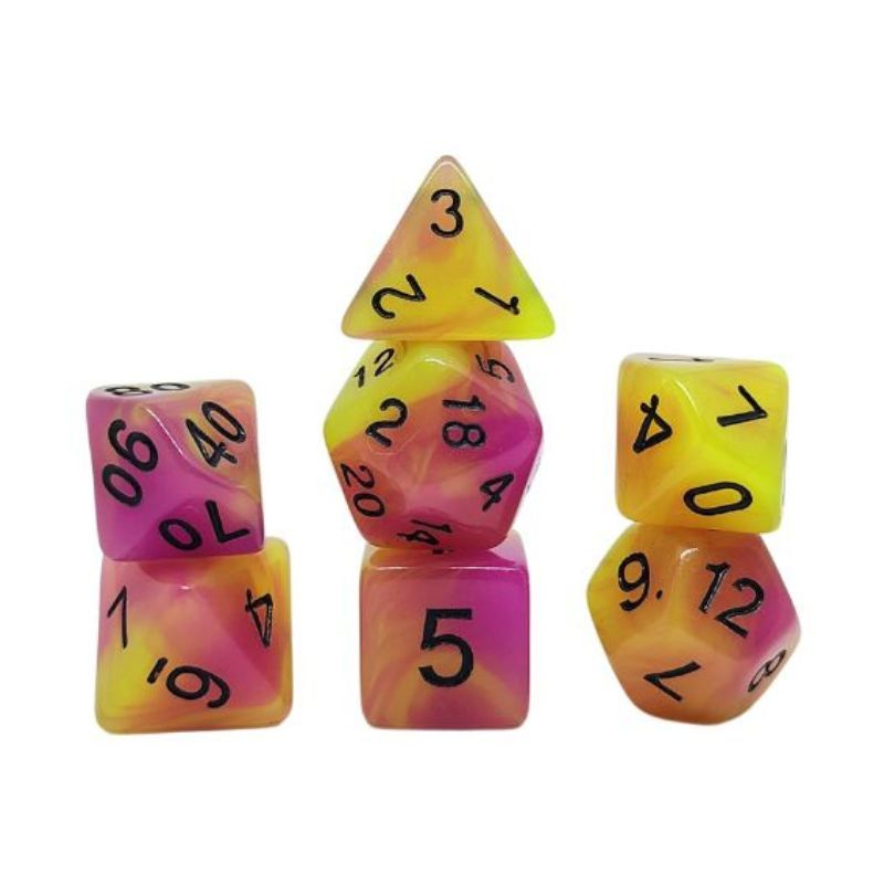Set de Dados de Rol - Glow in The Dark: Pink - Yellow